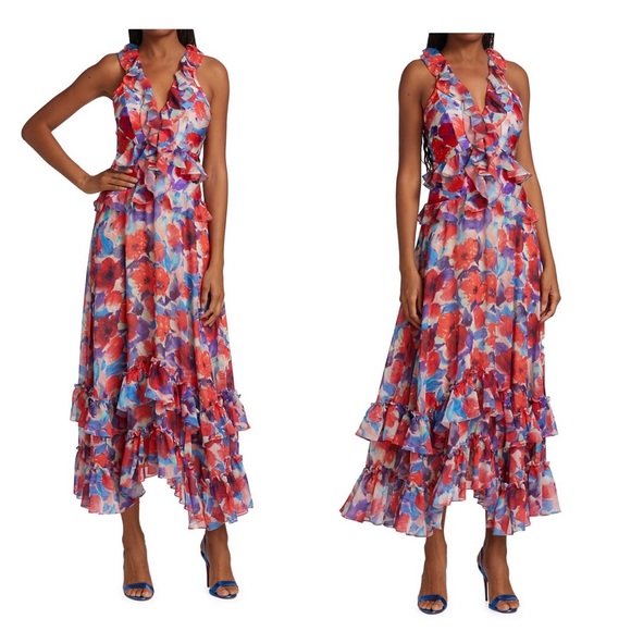 PatBO Dresses & Skirts - PatBO Violet Ruffle V-Neck Dress